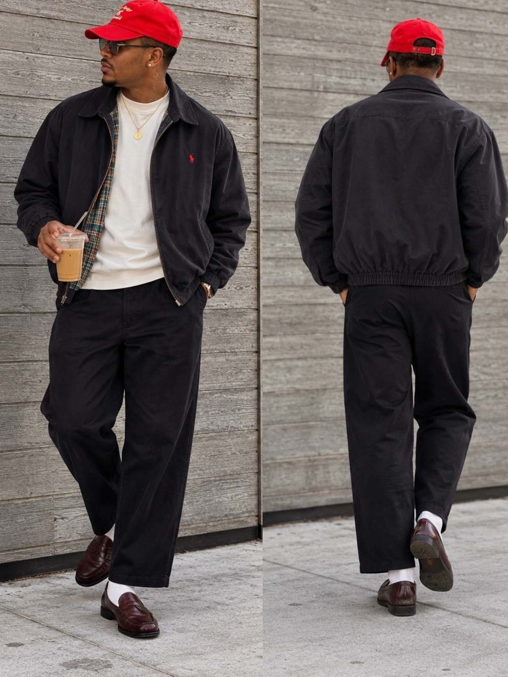 Vintage Polo Ralph Lauren Harrington Jacket Large Black Red Pony Y2K heritage